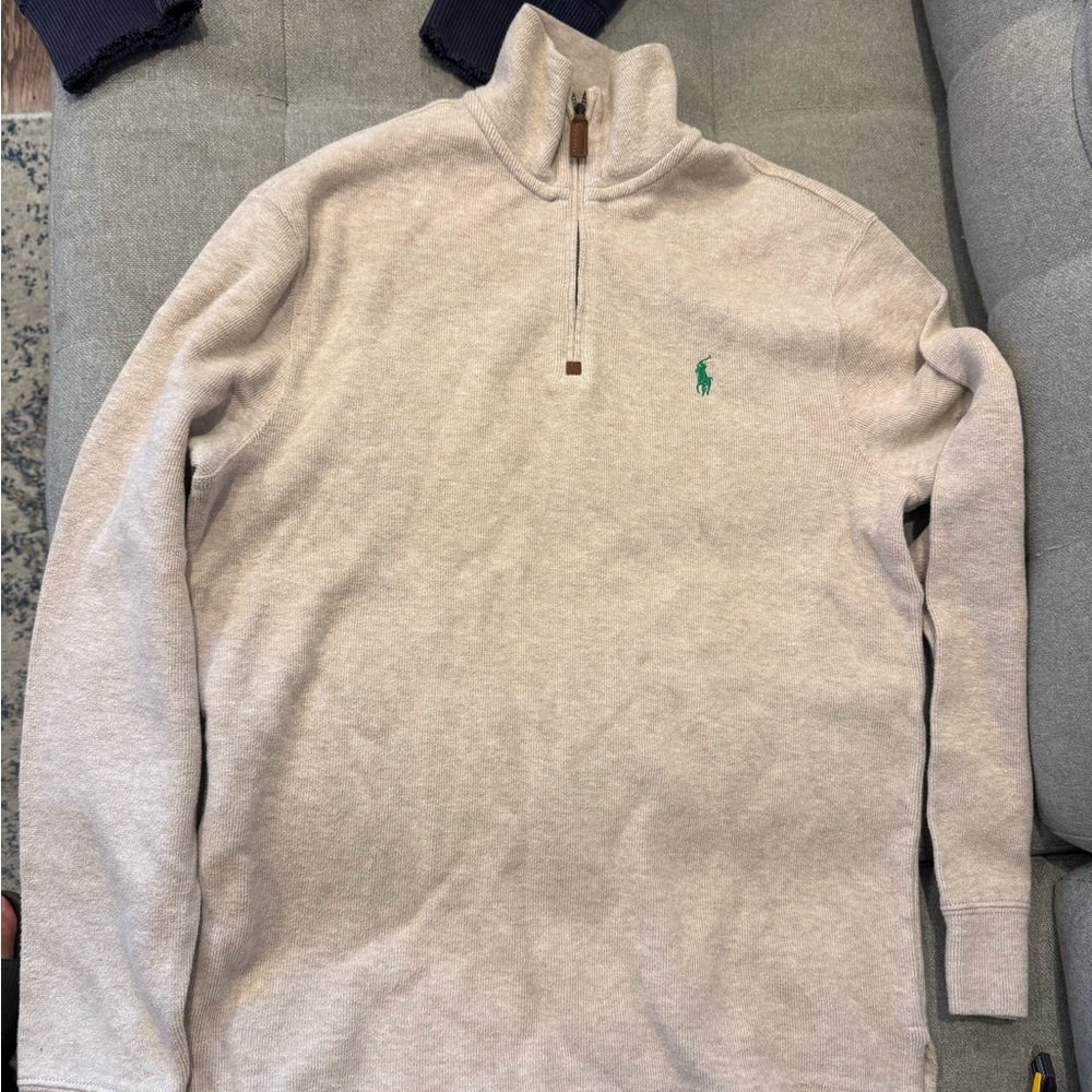 Ralph Lauren Cream Tan quarter Zip Up Sweater